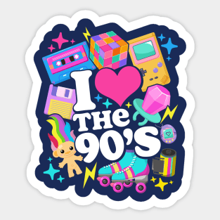 I Love The 90's Retro 90s Costume Sticker